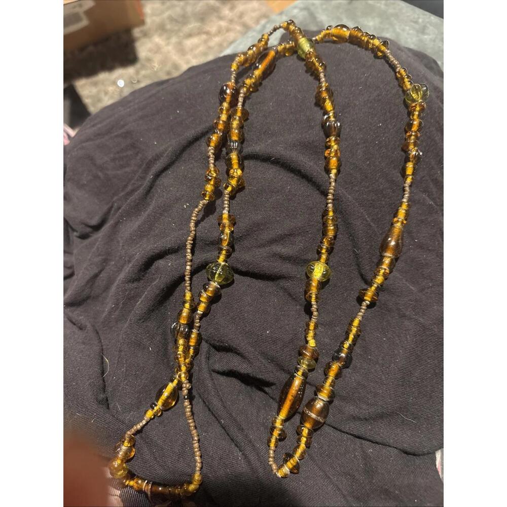 Honey Amber Glass Necklace Long